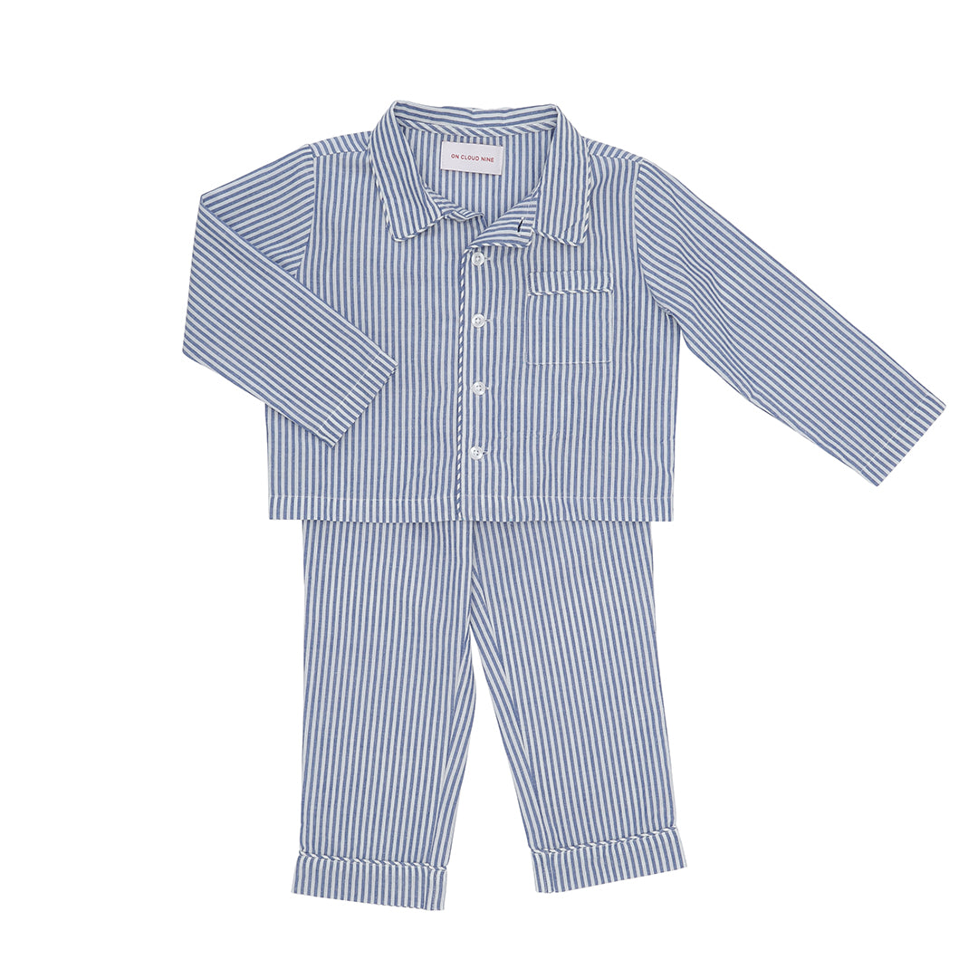 Kids pajama set blue stripes
